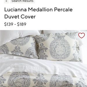 Pottery Barn Queen Duvet Cover and Euro Shams (2), ivory and gray Lucianna- EUC